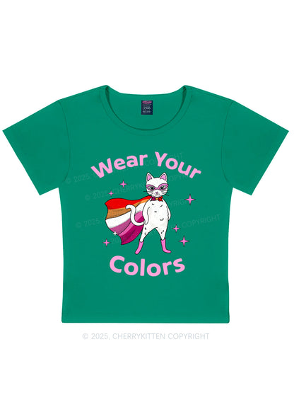 Lesbian Flag Cat Pride Y2K Baby Tee Cherrykitten