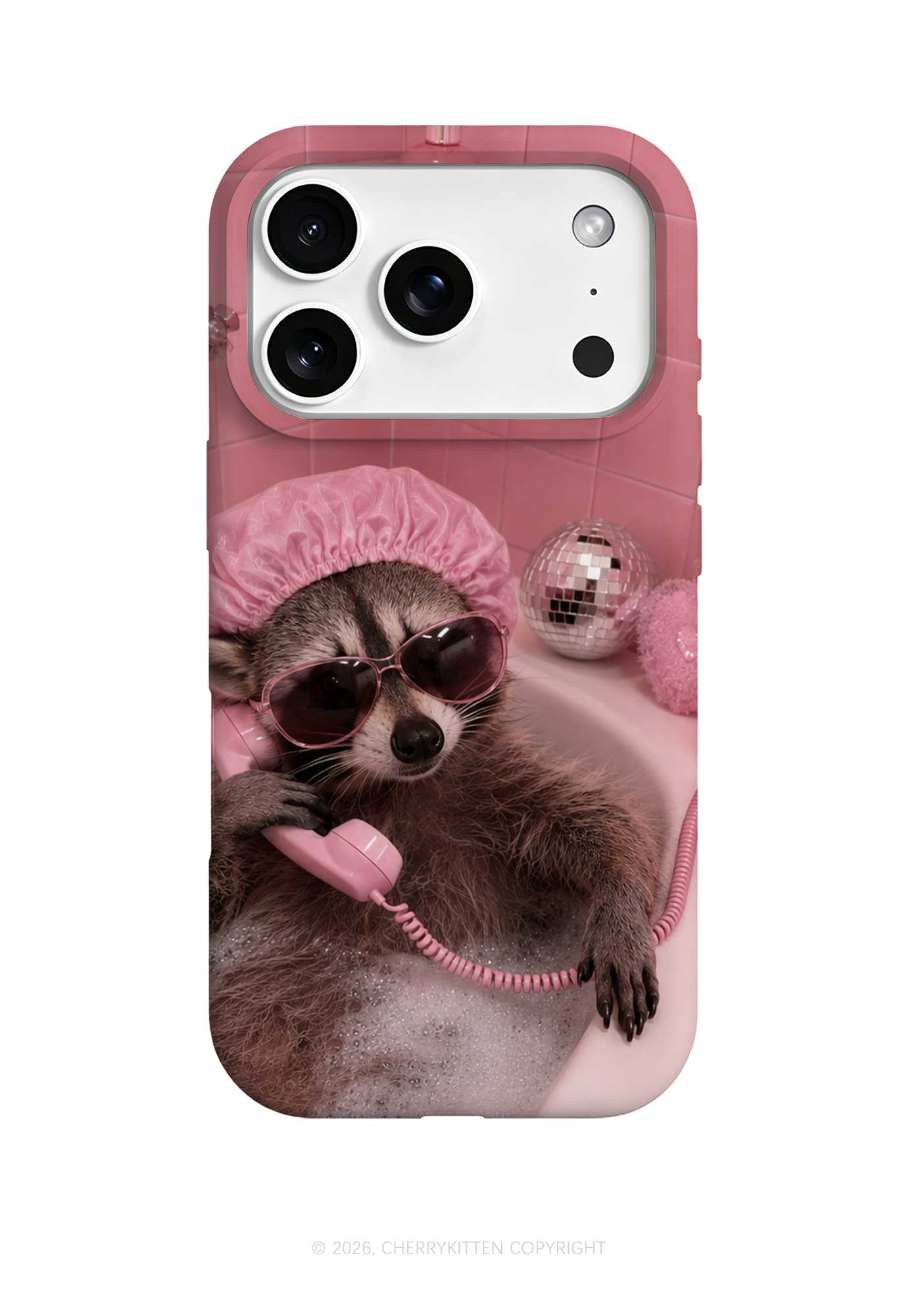 Pink Spa Raccoon Y2K Phone Case Cherrykitten