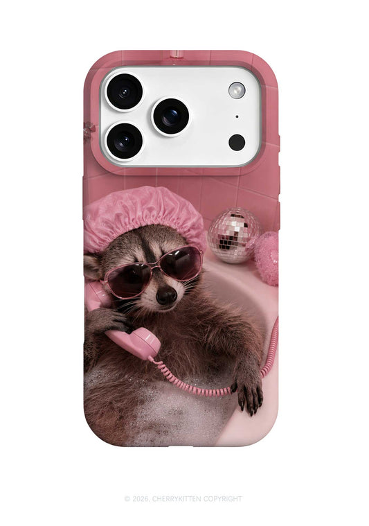Pink Spa Raccoon Y2K Phone Case Cherrykitten