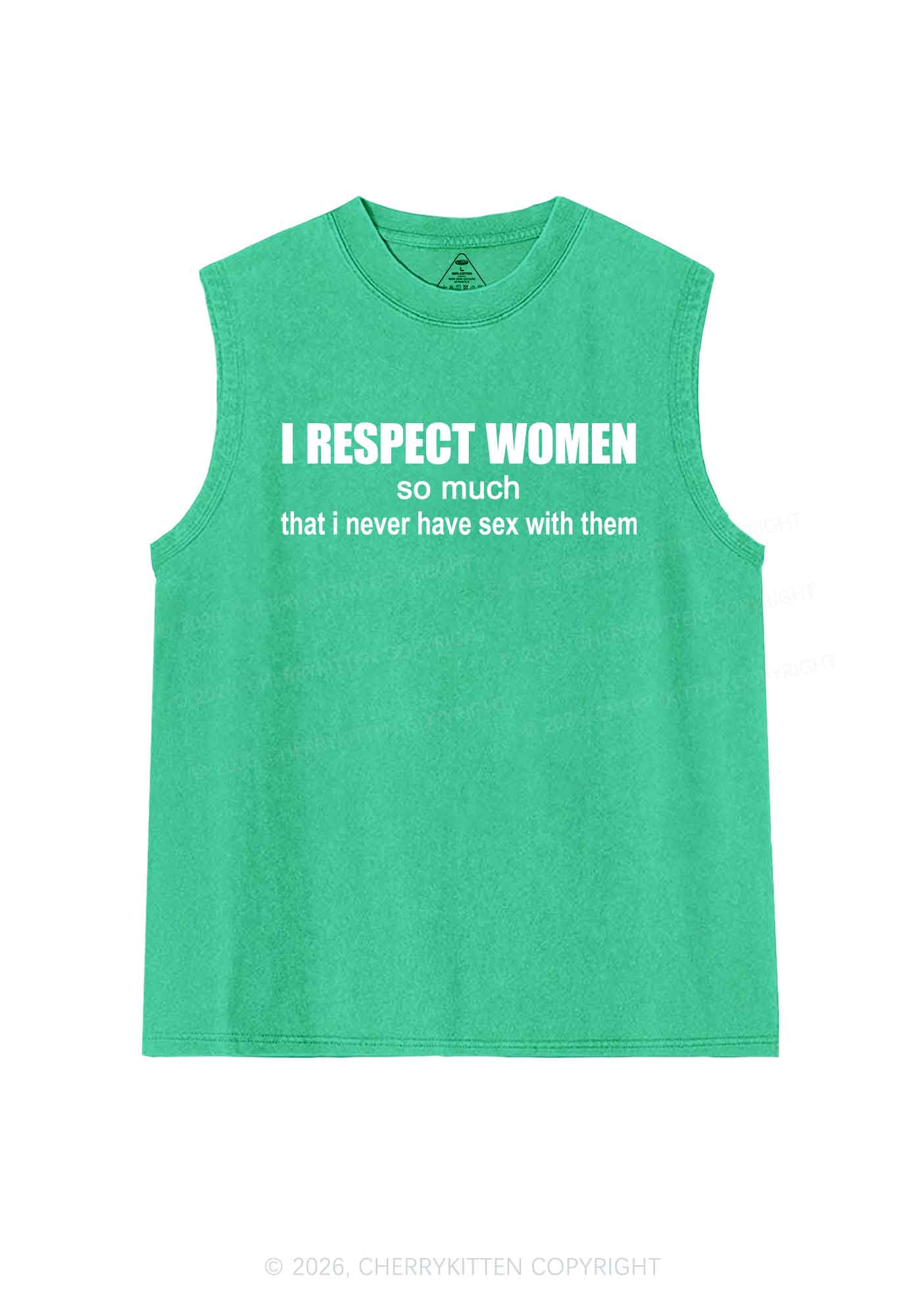 I Respect Women Pride Y2K Washed Muscle Tank Cherrykitten