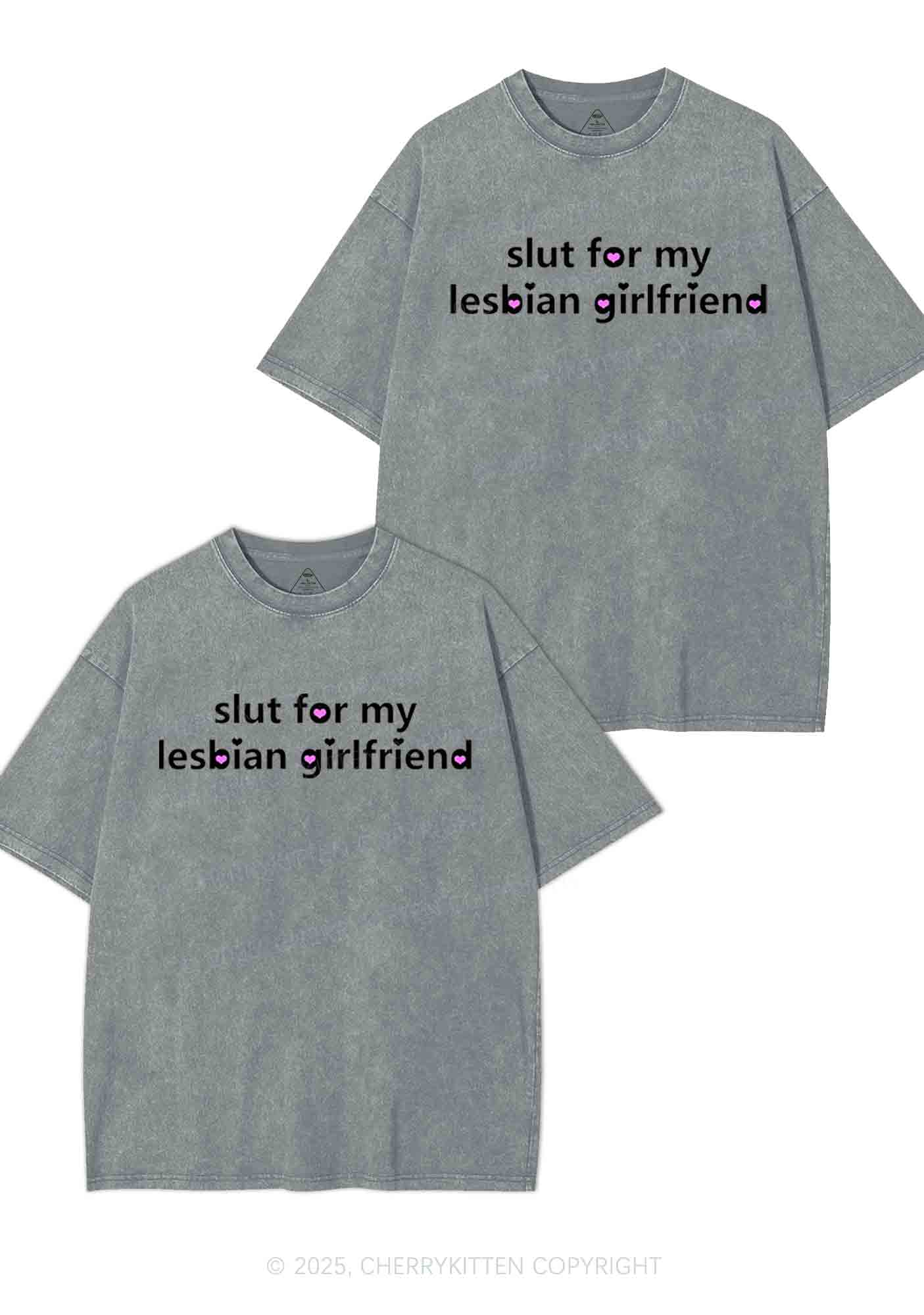 Slxt For My Lesbian GF Y2K Valentine's Day Washed Tee Cherrykitten