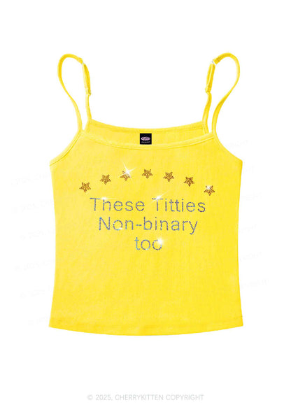 Rhinestone Txtties Nonbinary Too Y2K Spaghetti Strap Cami Cherrykitten