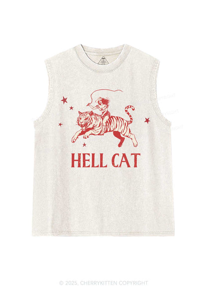 Cowgirl Hell Cat Y2K Washed Muscle Tank Cherrykitten