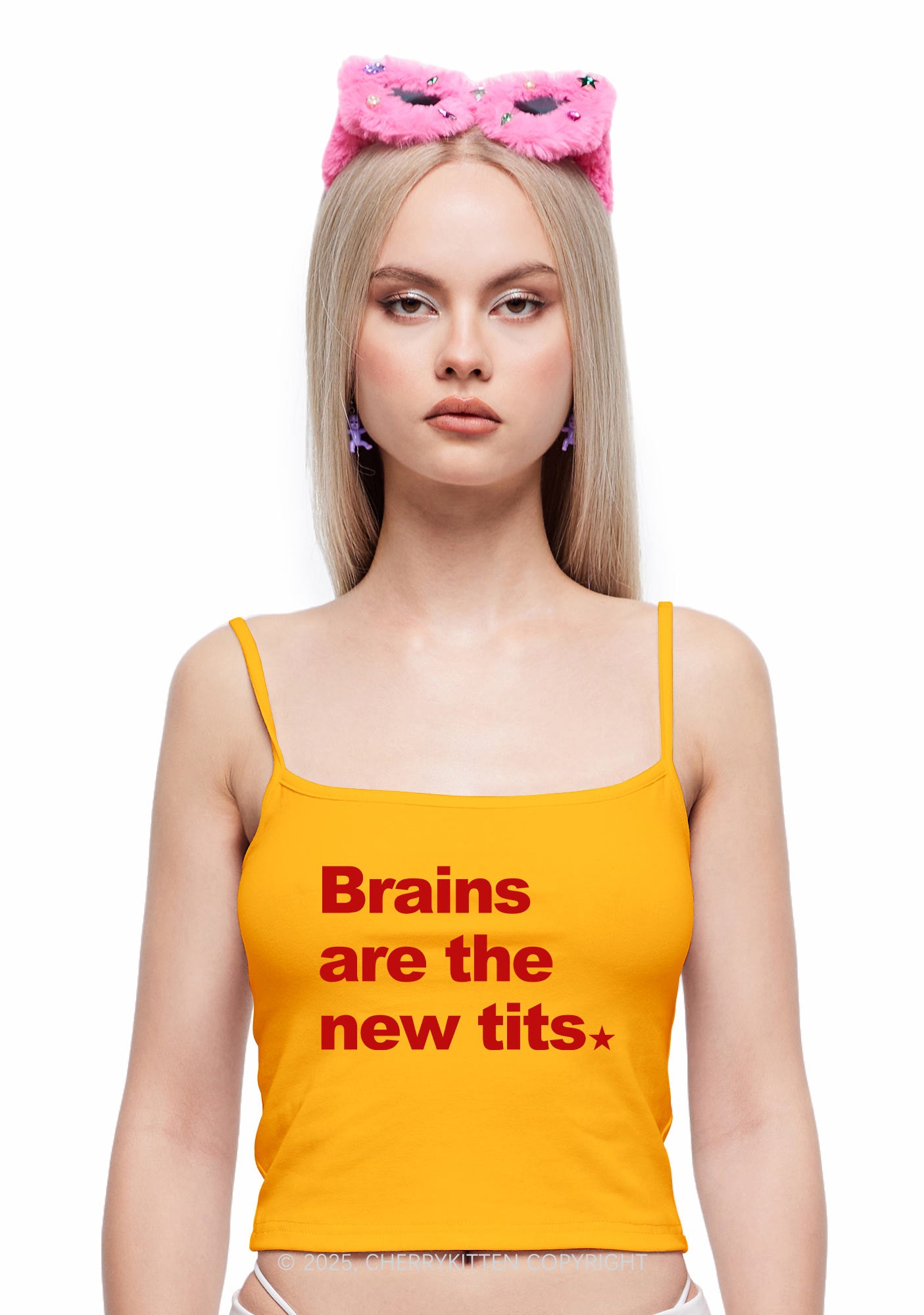 Brains Are New Txts Y2K Spaghetti Strap Cami Cherrykitten