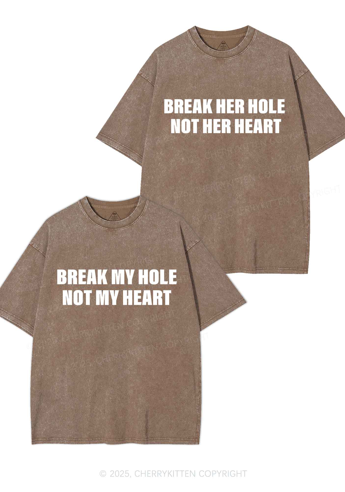 Break Hole Not Heart Y2K Valentine's Day Washed Tee Cherrykitten