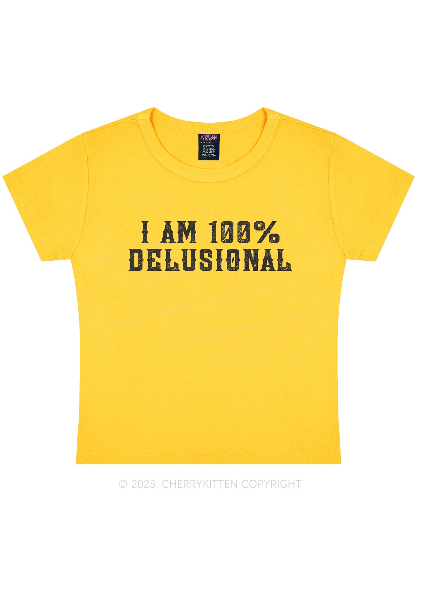 I Am Delusional Y2K Baby Tee Cherrykitten