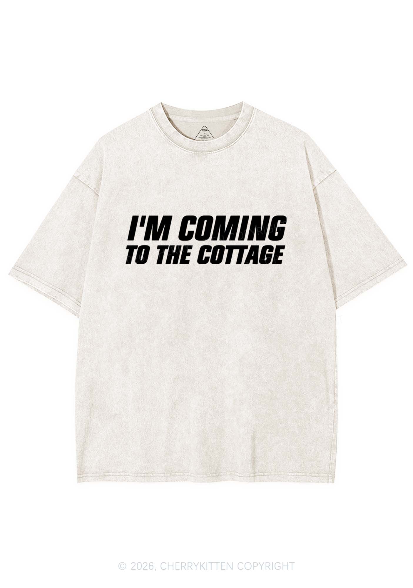 Im Coming To The Cottage HR Y2K Shirts Washed Tee Cherrykitten