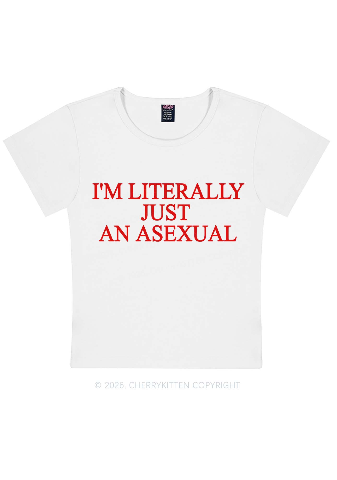 Im Literally Just An Asexual Pride Y2K Baby Tee Cherrykitten