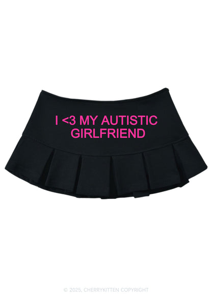 I Love My Autistic GF Valentine's Day Y2K Mini Pleated Skirts Cherrykitten