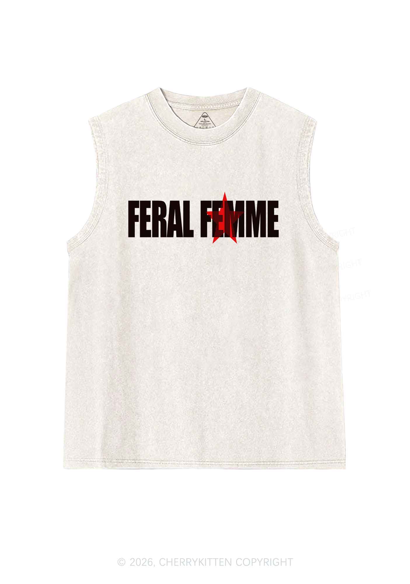 Feral Femme Pride Y2K Washed Muscle Tank Cherrykitten