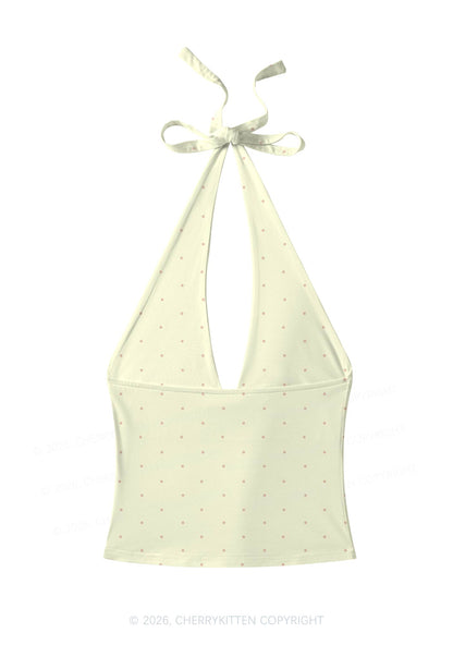 Girl Kisser Yellow Dots Pride Y2K Print Halter Deep V Neck Cami Cherrykitten