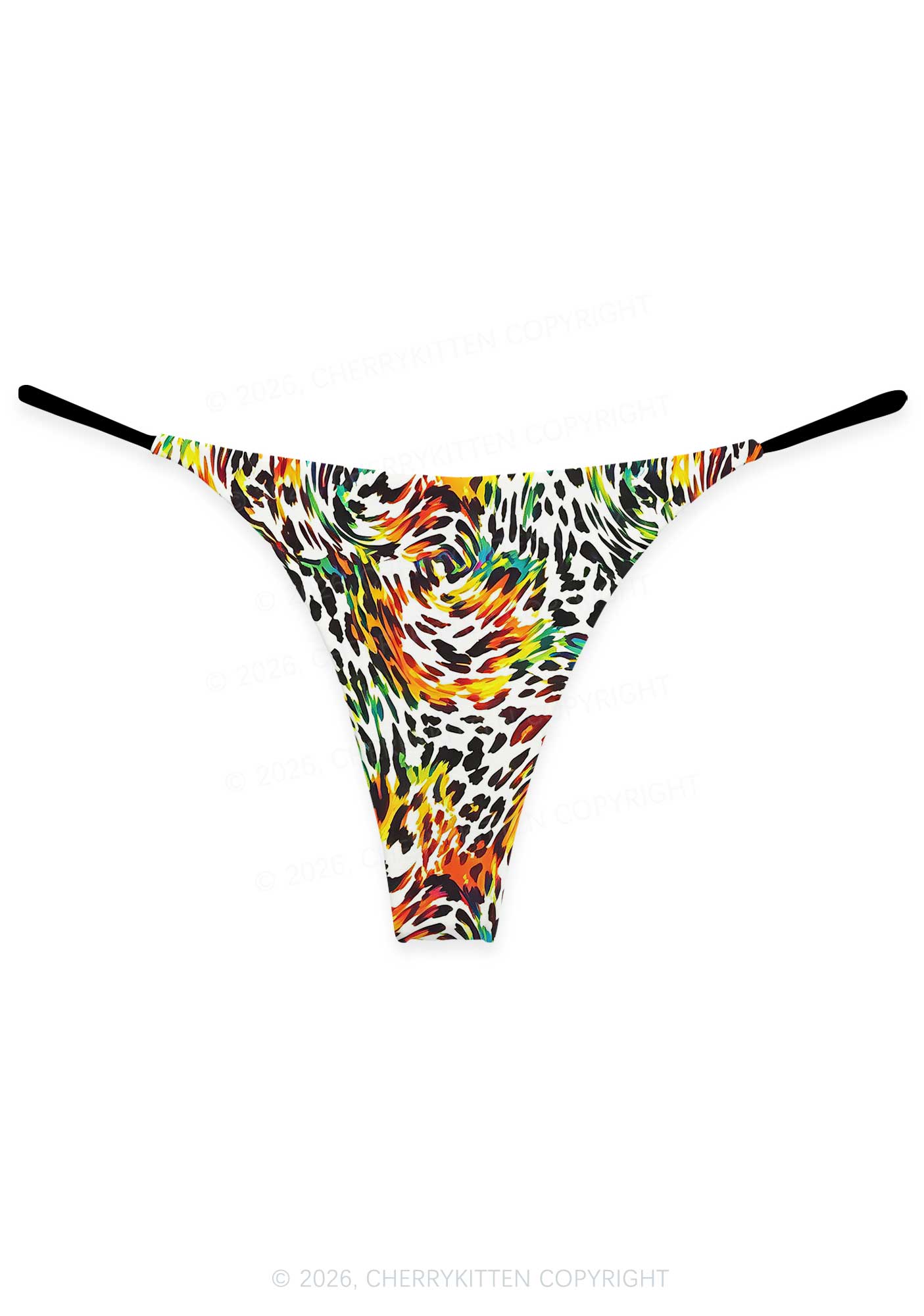 Rainbow Leopard Pride Y2K Print Bikini String Thong Cherrykitten