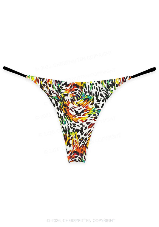 Rainbow Leopard Pride Y2K Print Bikini String Thong Cherrykitten
