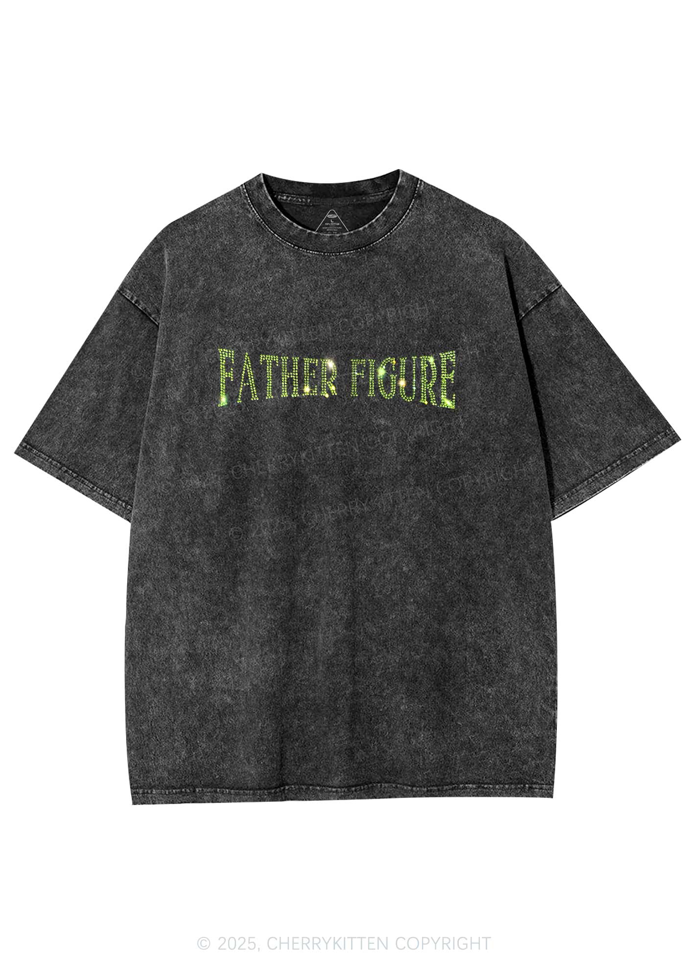 Rhinestone Father Figure Y2K Shirts Washed Tee Cherrykitten