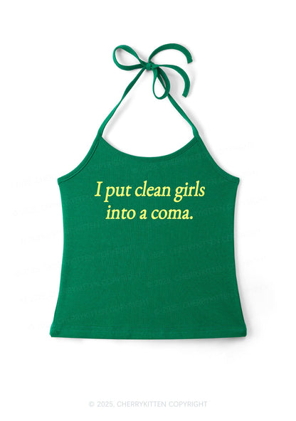 Put Clean Girls Into Coma Y2K Halter Neck Cami Cherrykitten