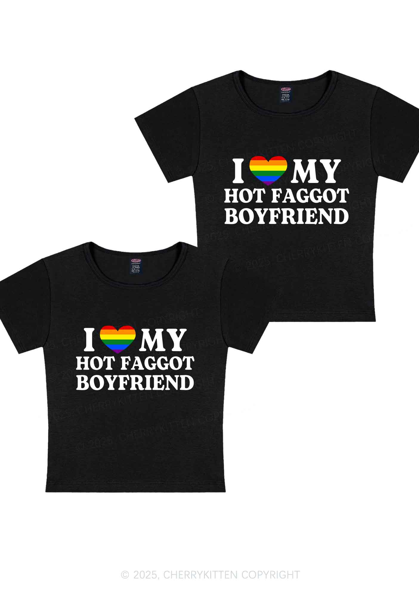 Love My Hot Faggot BF Y2K Valentine's Day Baby Tee Cherrykitten