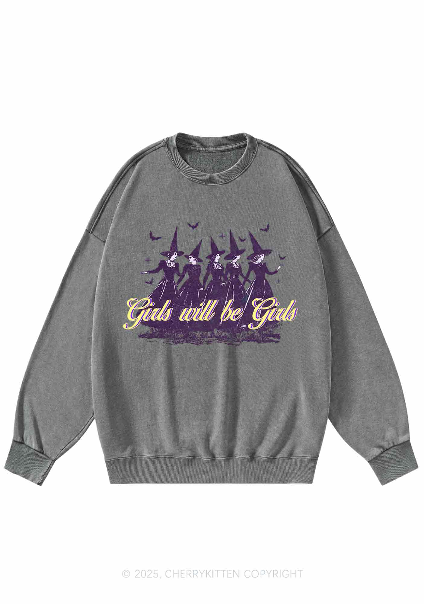 Halloween Witches Will Be Witches Y2K Washed Sweatshirts Cherrykitten
