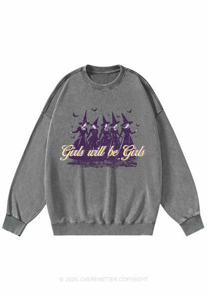 Halloween Witches Will Be Witches Y2K Washed Sweatshirts Cherrykitten