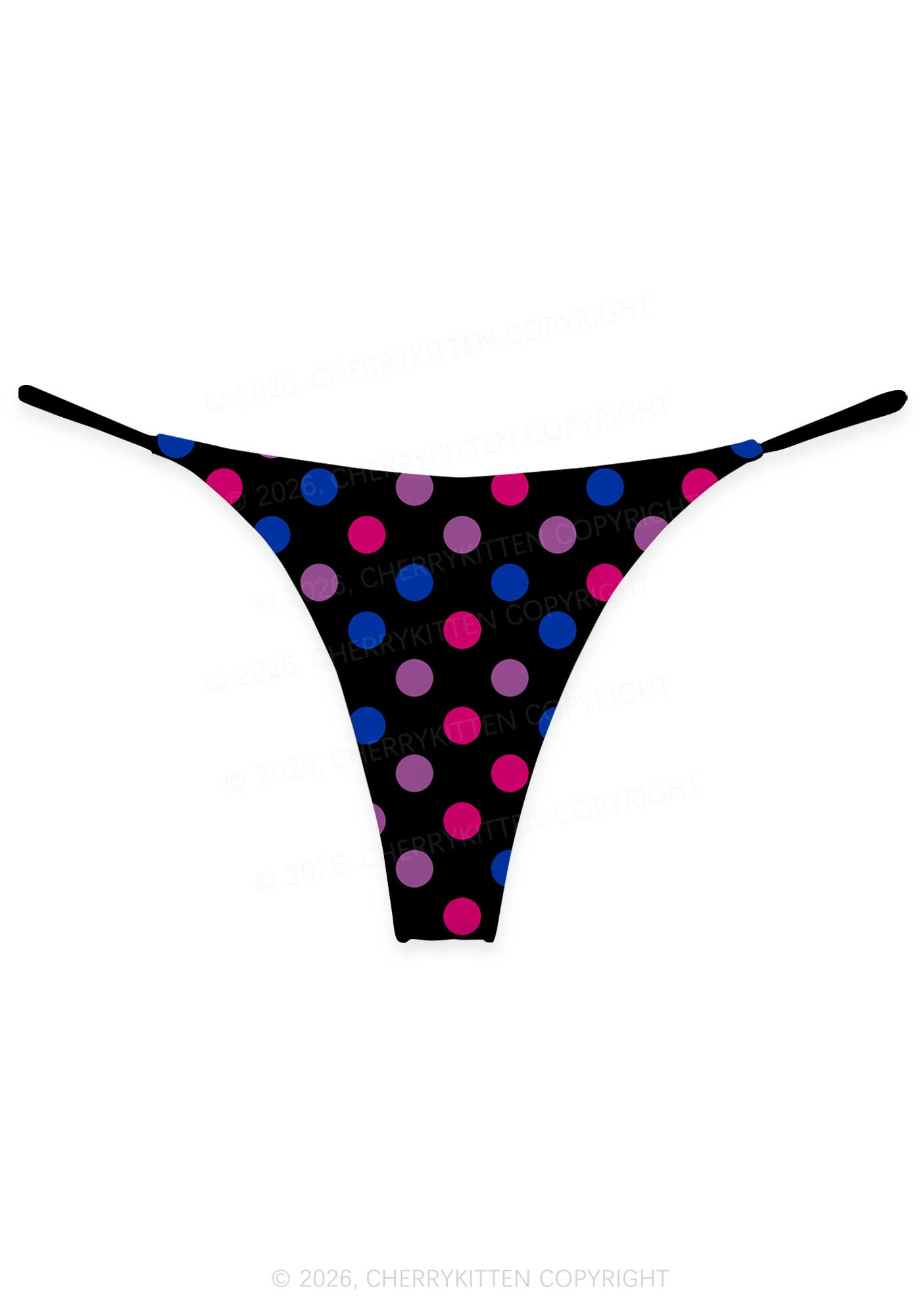 Bisexual Dots On Black Pride Y2K Print Bikini String Thong Cherrykitten