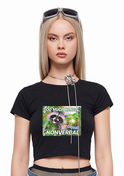 Im Going Nonverbal Y2K Baby Tee Cherrykitten
