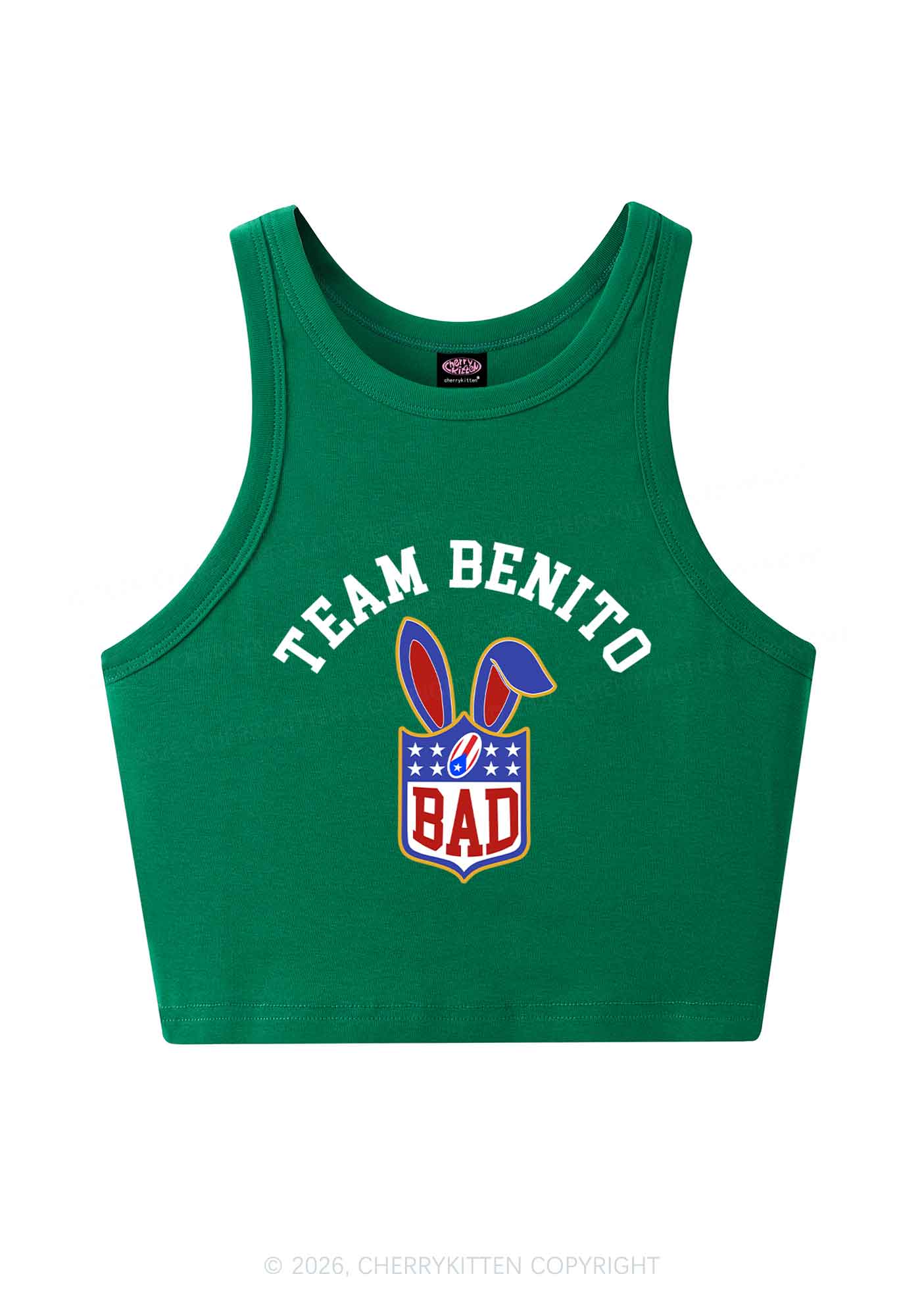 Pink Football Bunny Y2K Crop Tank Top Cherrykitten
