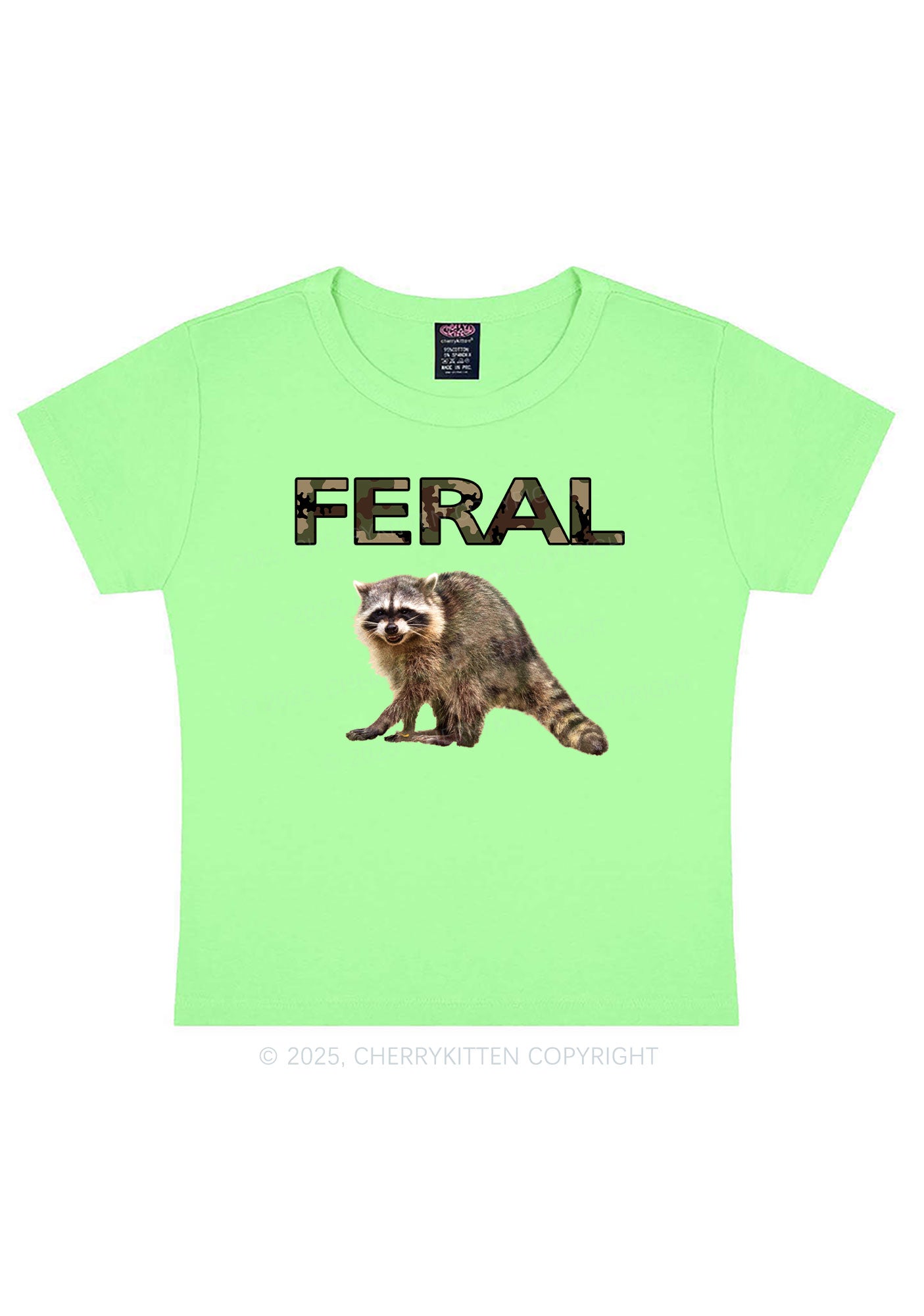 Feral Raccoon Y2K Baby Tee Cherrykitten
