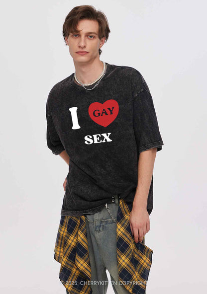I Love Sx Gay Pride Y2K Shirts Washed Tee Cherrykitten