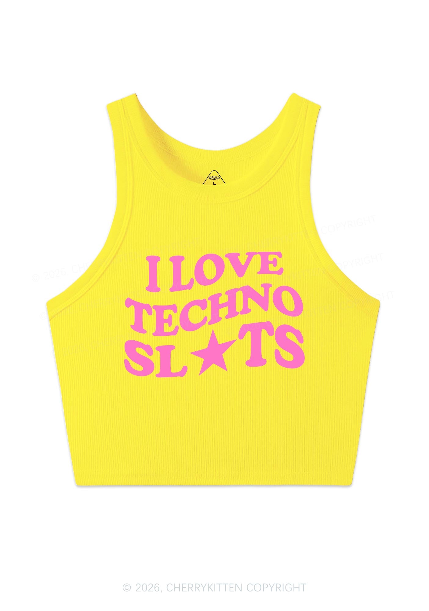 I Love Techno Slxts Y2K Crop Tank Top Cherrykitten