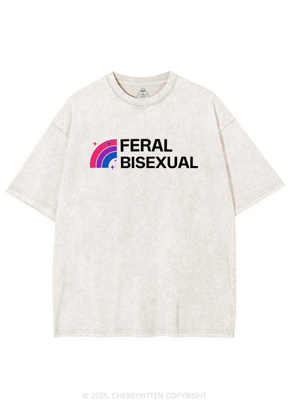Feral Bisexual Pride Y2K Shirts Washed Tee Cherrykitten