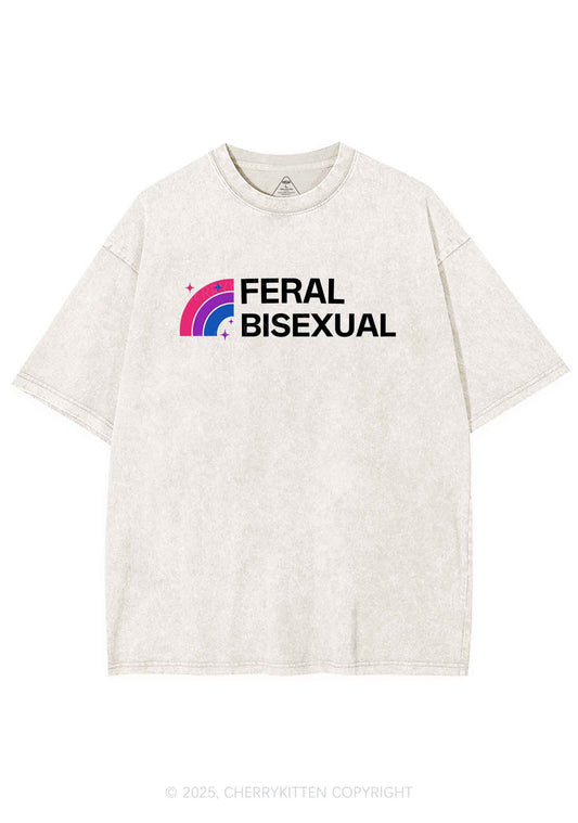 Feral Bisexual Pride Y2K Shirts Washed Tee Cherrykitten