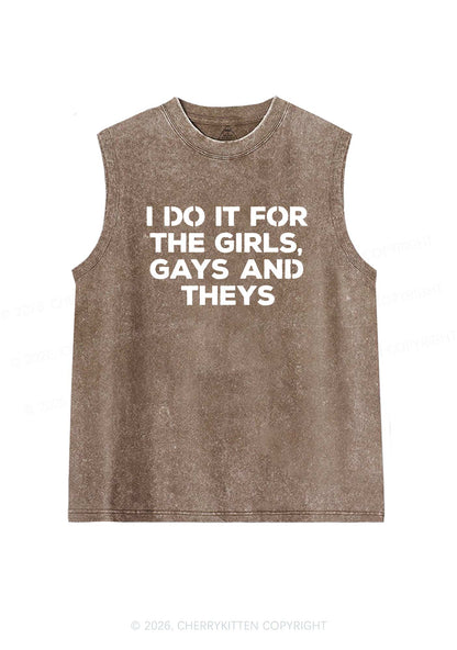 Girls Gays Theys Pride Y2K Washed Muscle Tank Cherrykitten