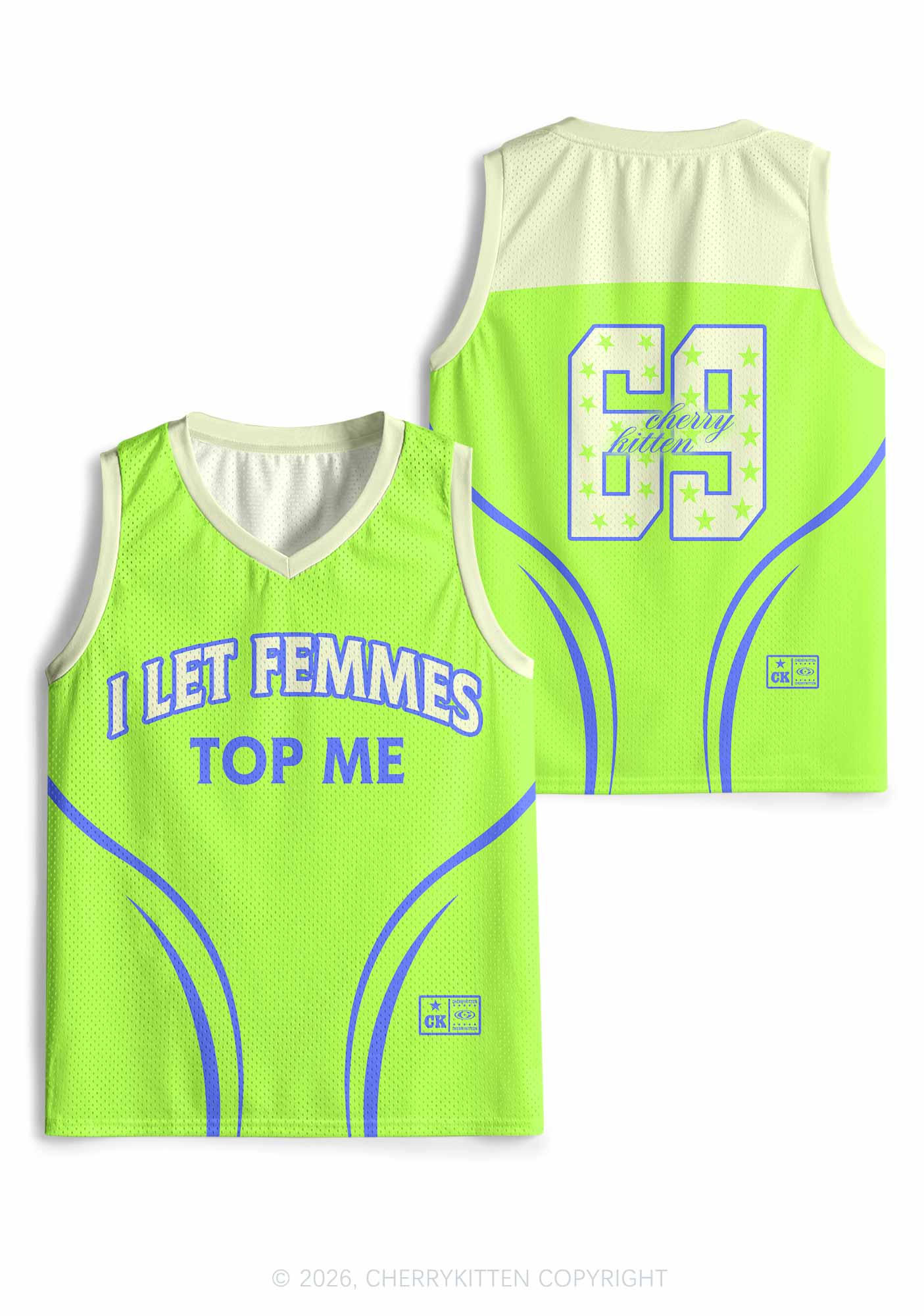 Neon Green I Let Femmes Top Me Pride Y2K Sport Jersey Tank Cherrykitten