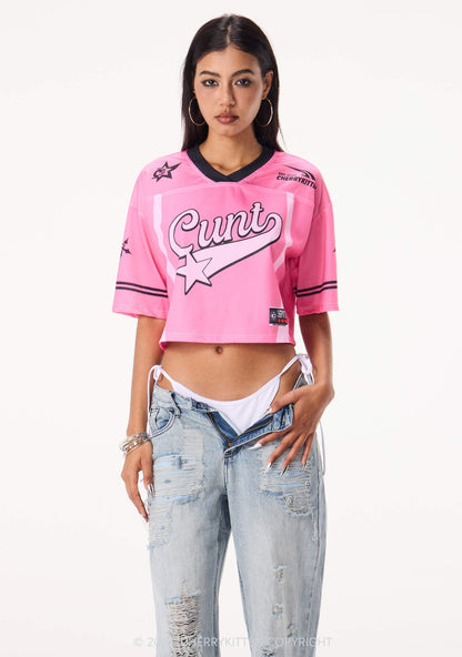 Custom Pink Cxxt Star Y2K Crop Sport Jersey Shirts Cherrykitten