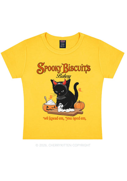 Halloween Black Cat Spooky Biscuits Y2K Baby Tee Cherrykitten