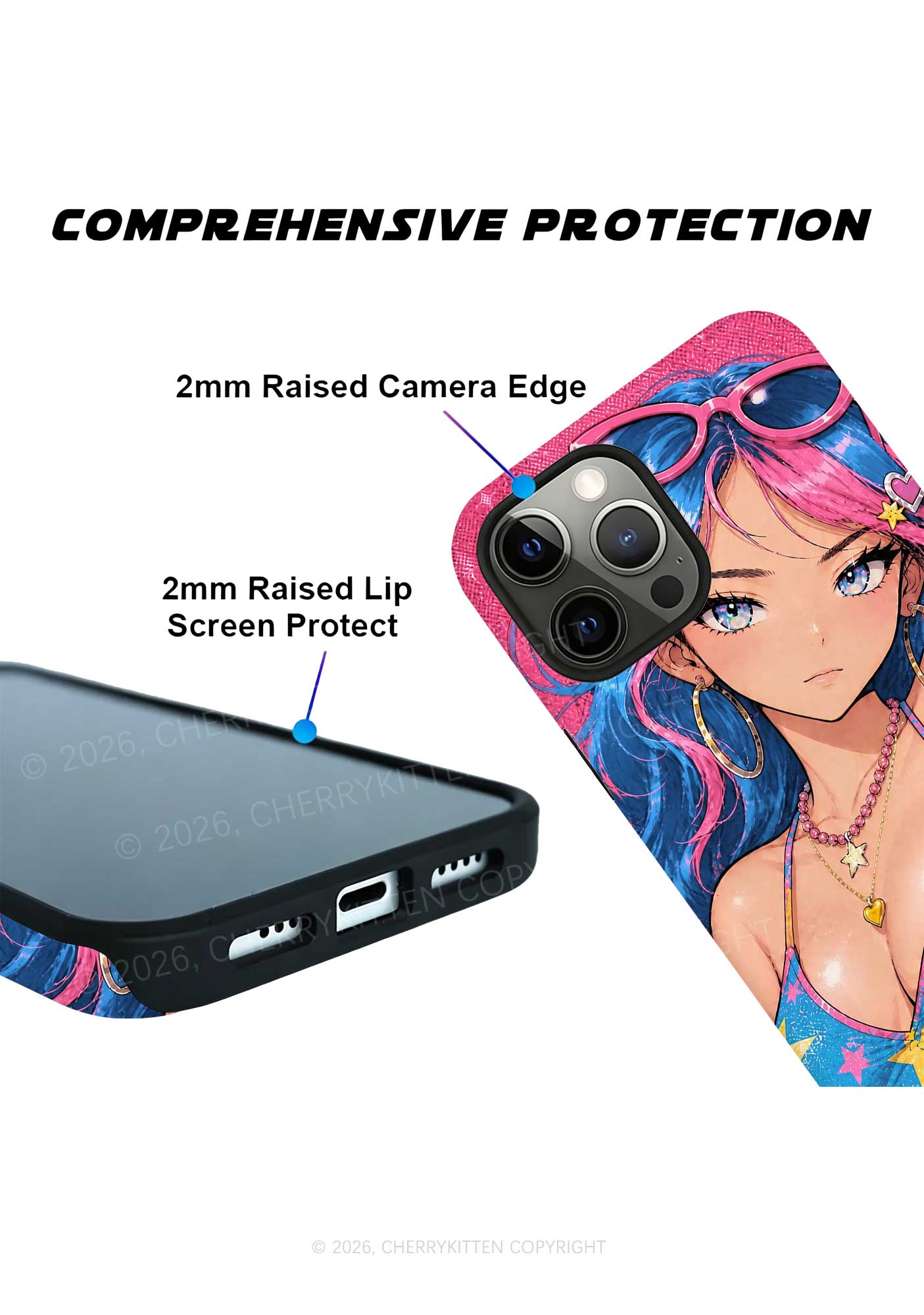 Cool Manga Girl Y2K Phone Case Cherrykitten