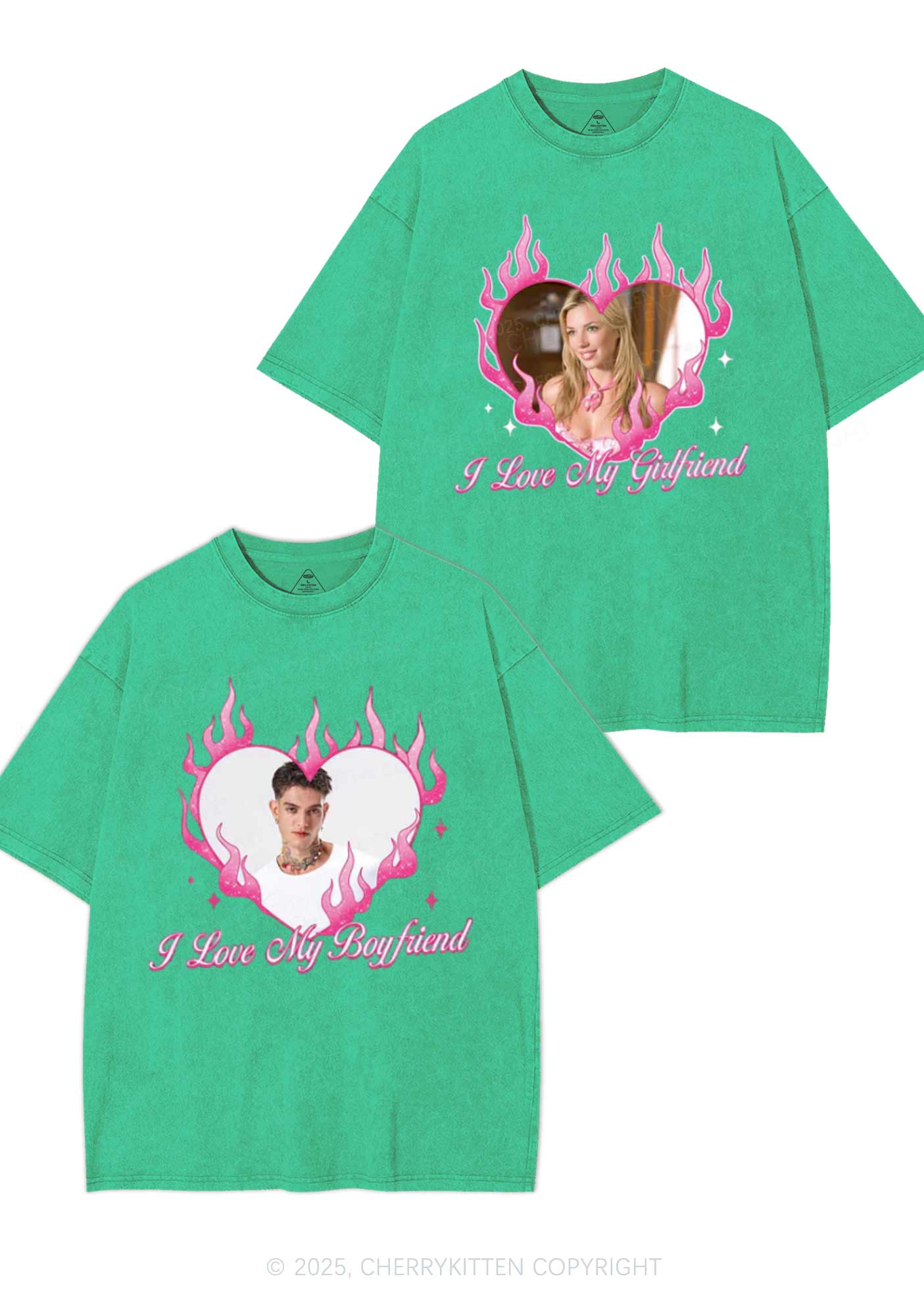 Custom I Love My GF BF Y2K Valentine's Day Washed Tee Cherrykitten