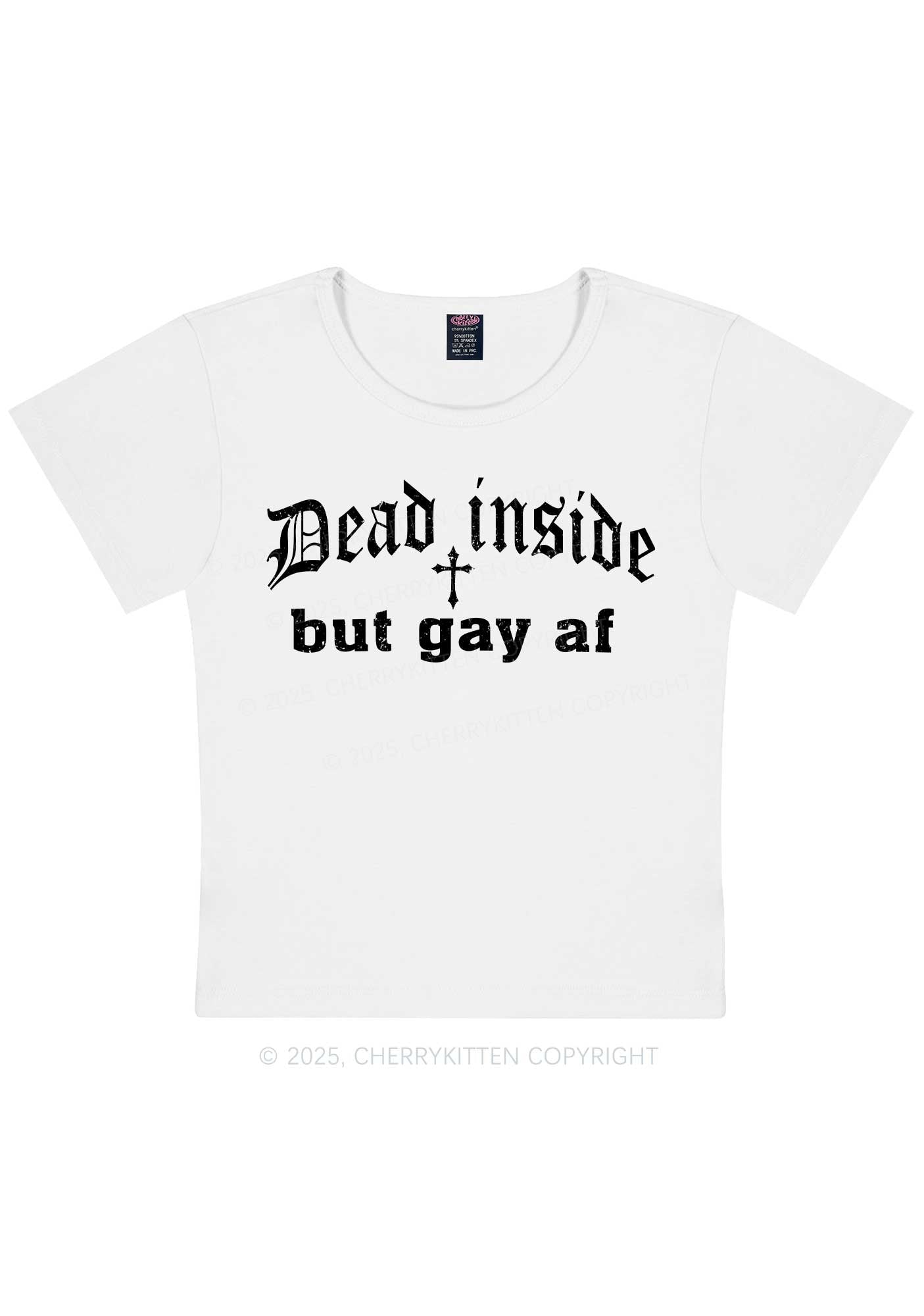 Dead Inside But Gay AF Pride Y2K Baby Tee Cherrykitten