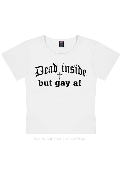 Dead Inside But Gay AF Pride Y2K Baby Tee Cherrykitten