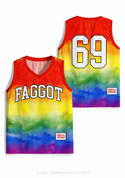 Rainbow Tie Dye Faggot Pride Y2K Sport Jersey Tank Cherrykitten