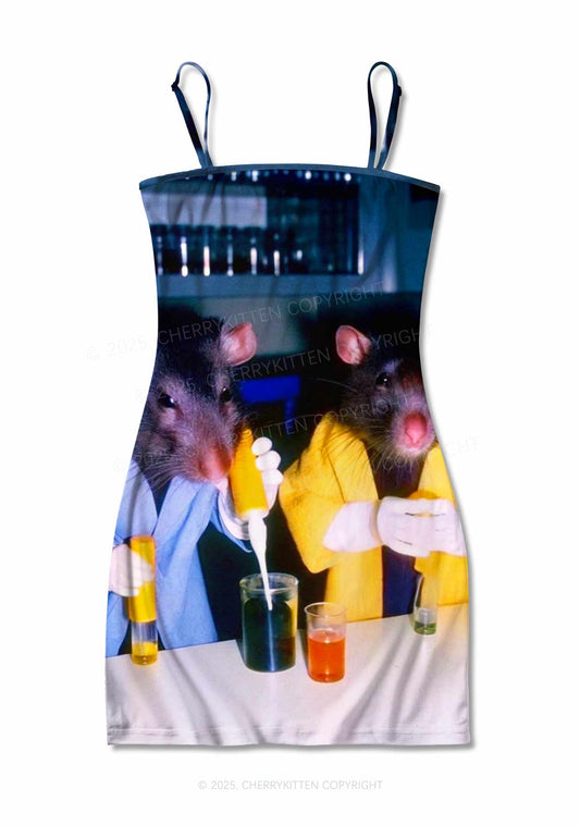 Lab Rats Y2K Print Slip Dress Cherrykitten