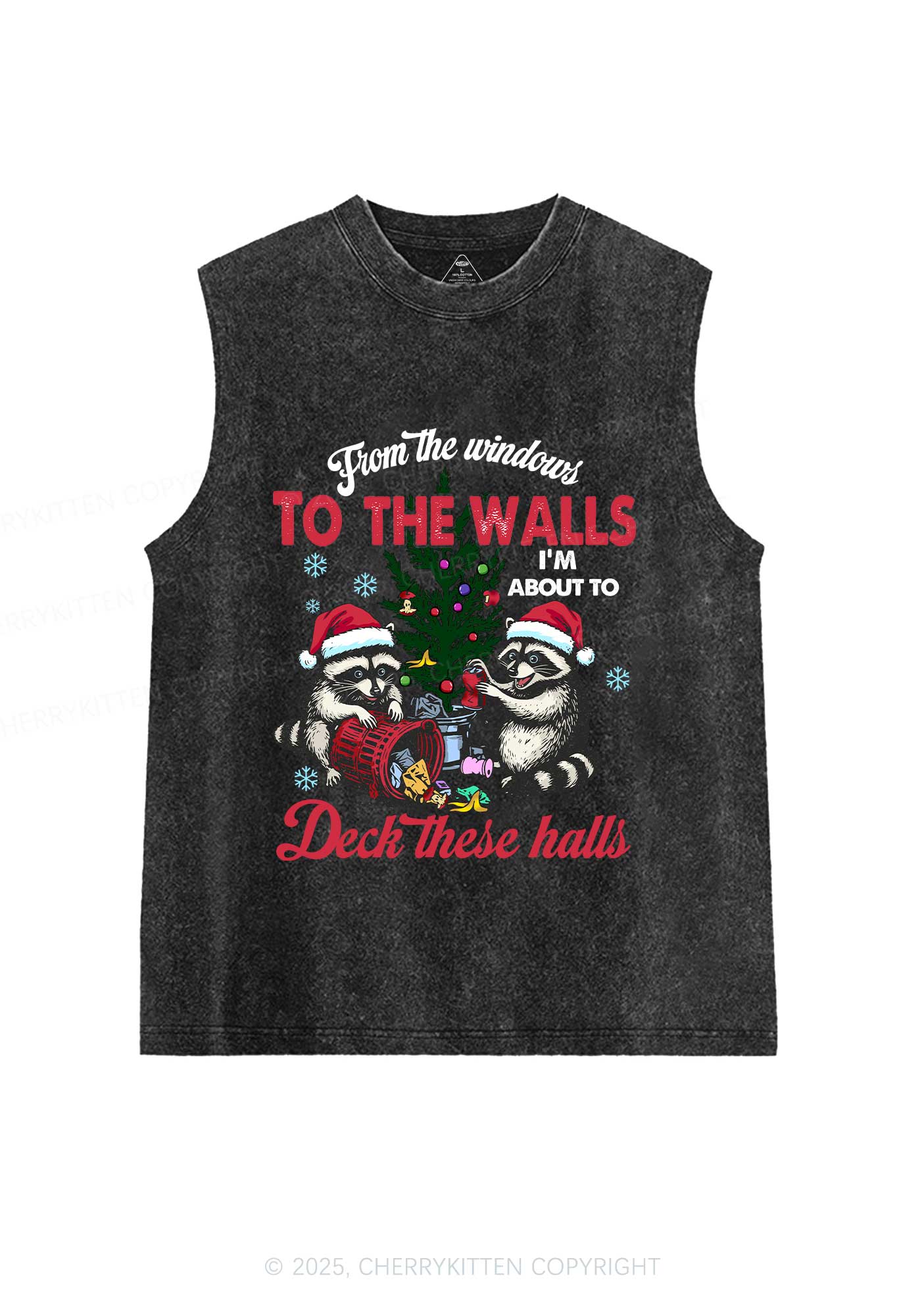 Christmas To The Walls Y2K Washed Muscle Tank Cherrykitten