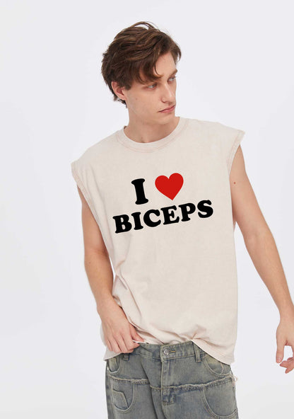 I Love Biceps Valentine's Day Y2K Washed Muscle Tank Cherrykitten