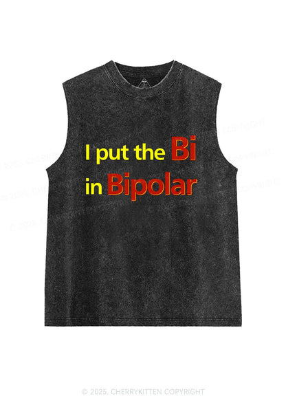 Bi In Bipolar Y2K Washed Muscle Tank Cherrykitten