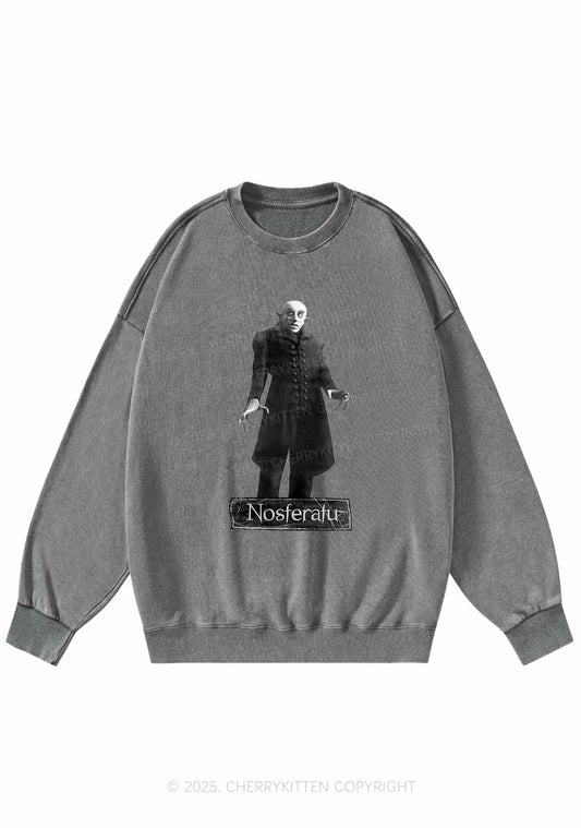 Halloween Male Vampire Y2K Washed Sweatshirts Cherrykitten