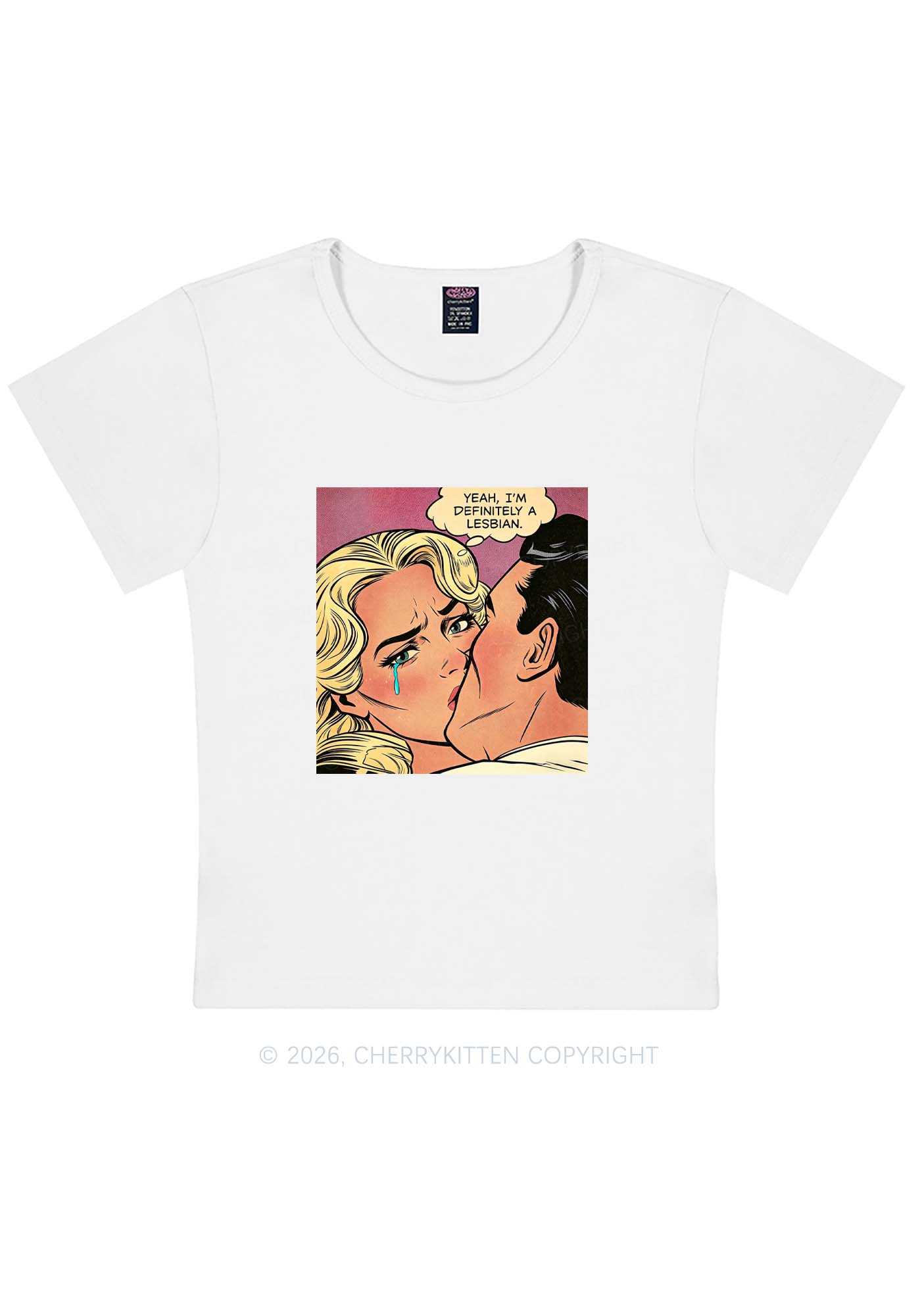 Im Definitely A Lesbian Pride Y2K Baby Tee Cherrykitten