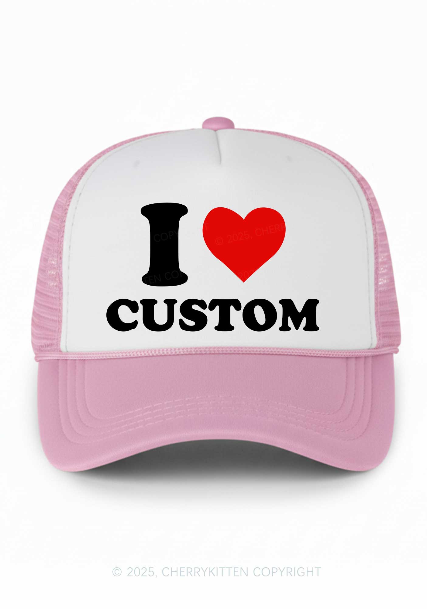 I Love Custom Valentine's Day Y2K Colorblock Trucker Hat Cherrykitten