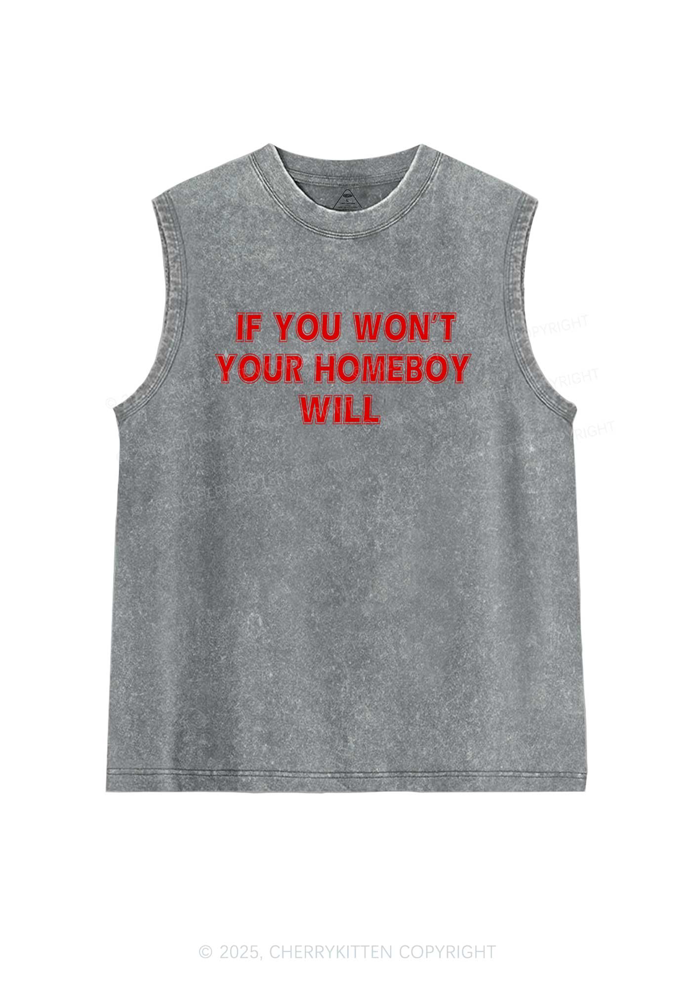 Your Homeboy Will Y2K Washed Tank Cherrykitten