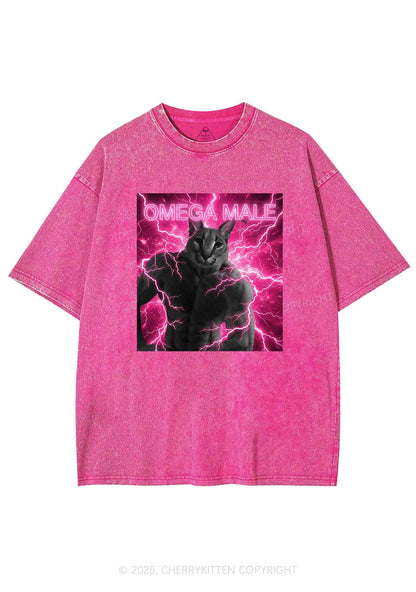Omega Male Y2K Shirts Washed Tee Cherrykitten