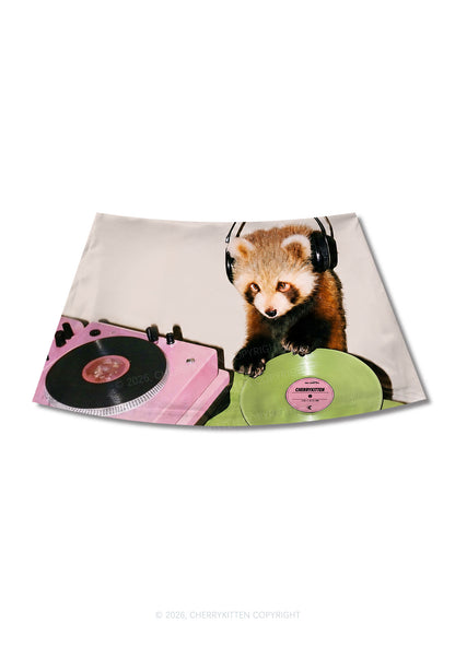 Red Panda DJ Y2K Print Mini Skirt Cherrykitten