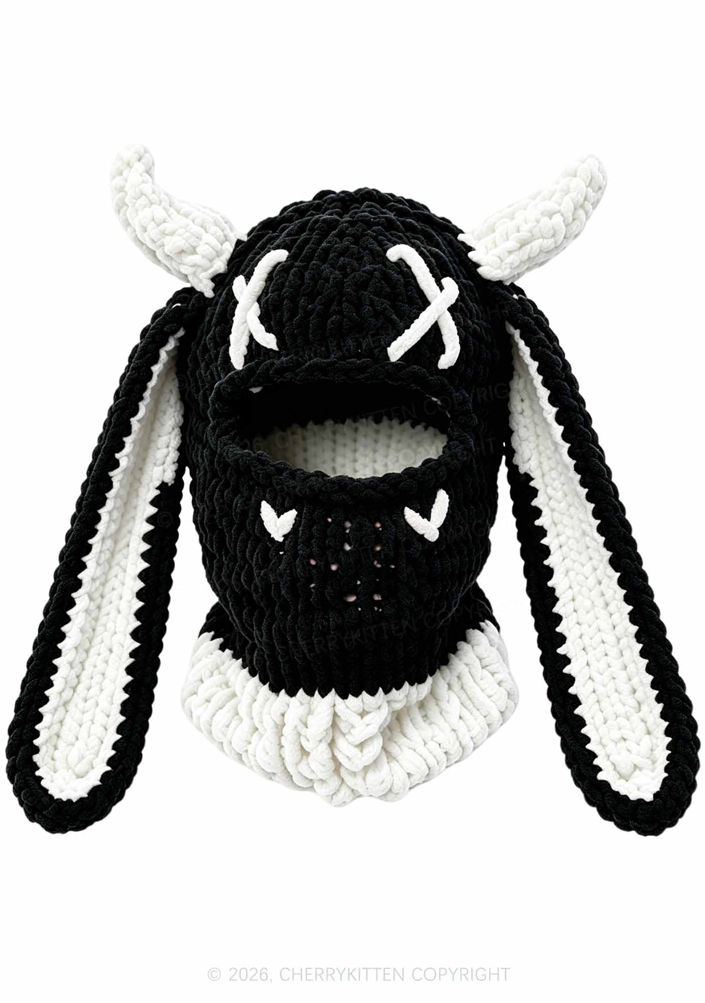 Halloween Bunny Ear Devil Horn Y2K Knitted Balaclava Cherrykitten